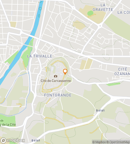 Kort over scavenger hunt-vandretur for Ramparts & Riddles: The Carcassonne Quest