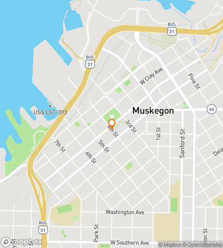 Map of scavenger hunt walking tour for Muskegon Mash-Up: Past Meets Play