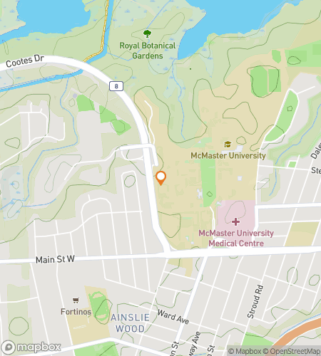 Map of scavenger hunt walking tour for McMaster University Hunt