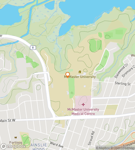 Map of scavenger hunt walking tour for McMaster University Hunt