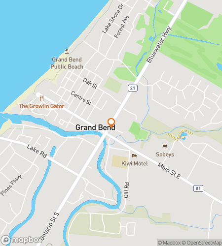 Map of scavenger hunt walking tour for Grand Bend Beachfront Quest