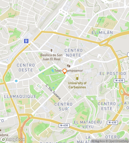 Map of scavenger hunt walking tour for Clues in the Capital of Asturias