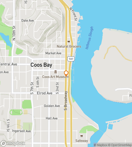 Mapa del recorrido a pie de búsqueda del tesoro para ¡Coos You Ready? ¡Una bahía de aventura!