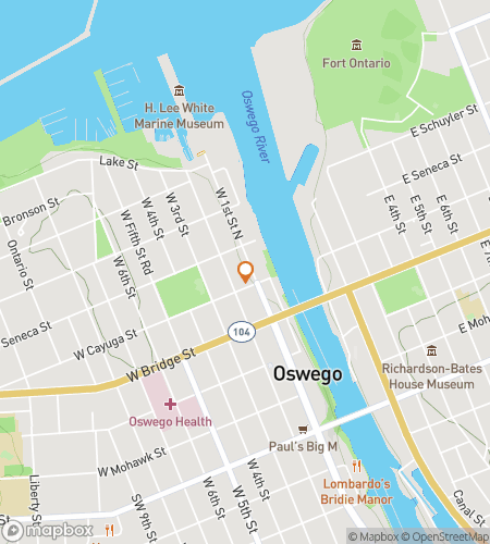 Map of scavenger hunt walking tour for Oswego‘s Harbor Hoppin‘ Hunt