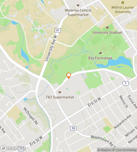 Map of scavenger hunt walking tour for Waterloo Wonders