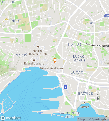 Map of scavenger hunt walking tour for Adriatic Blues and Roman Clues Split Audio Tour Adventure