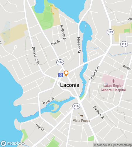 Map of scavenger hunt walking tour for Laconia Boardwalk-to-Bay Grand Adventure