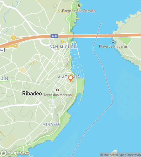 Map of scavenger hunt walking tour for Ribadeo Riddles & Revelry Hunt