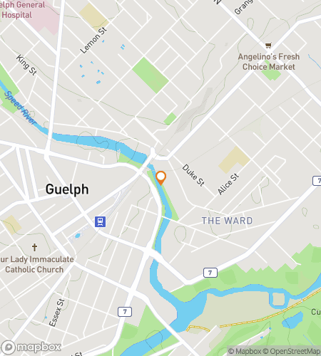 Map of scavenger hunt walking tour for Guelph Ontario Bar Hunt