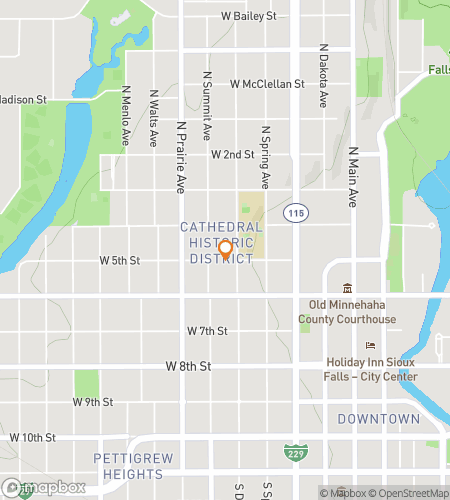 Map of scavenger hunt walking tour for The Sioux Falls Phantom Hunt