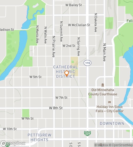 Map of scavenger hunt walking tour for Rock and Roll Through Sioux Falls