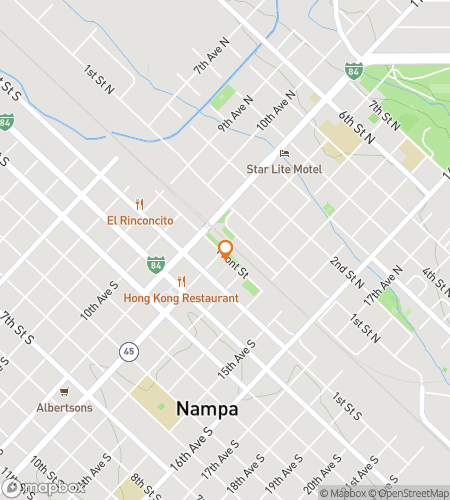 Map of scavenger hunt walking tour for Nampa‘s Dazzling Downtown Dash