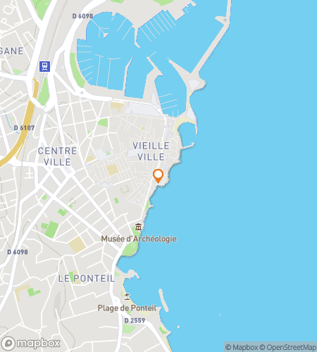 Mapa pěší prohlídky s hledáním pokladů pro Antibes Mediterranean Hunt