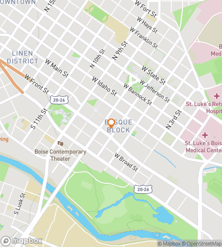 A Boise Belvárosi Kísértet Túra kincskereső sétaútvonalának térképe