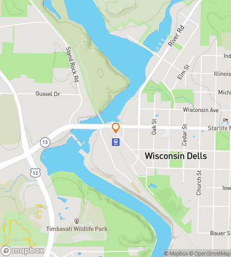מפה של סיור הליכה לחיפוש אוצרות עבור Wisconsin Dells Wisconsin Bar Hunt
