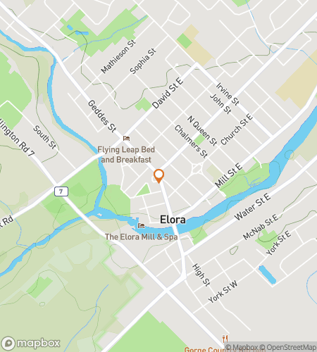Map of scavenger hunt walking tour for Elora Be Exploring: The Gorge-Side Hunt