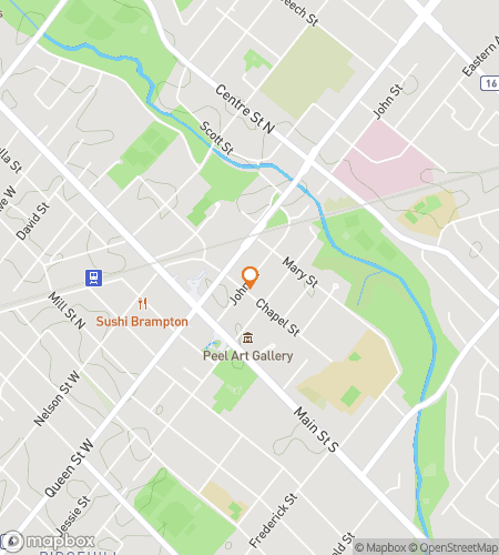 Map of scavenger hunt walking tour for Brampton Bounty Bonanza