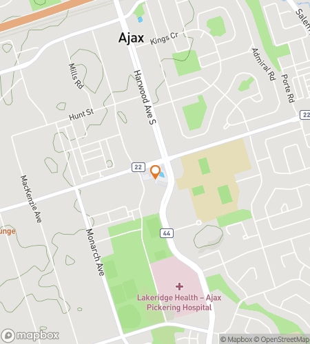 Map of scavenger hunt walking tour for Ajax Lakeshore Lookouts & Hidden Hangouts