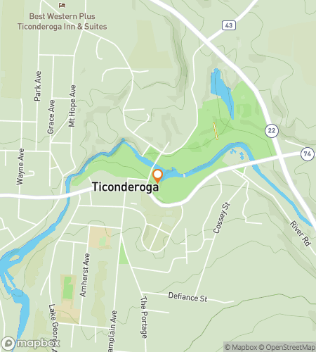 Map of scavenger hunt walking tour for Ticonderoga Time-Trek Treasure Hunt