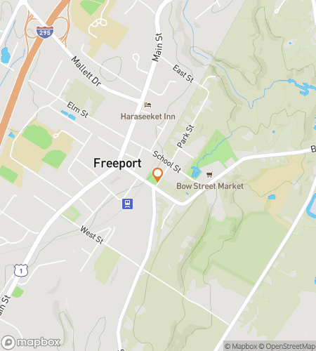 Map of scavenger hunt walking tour for Freeport Main Street Moments & Maine-Made Treasures