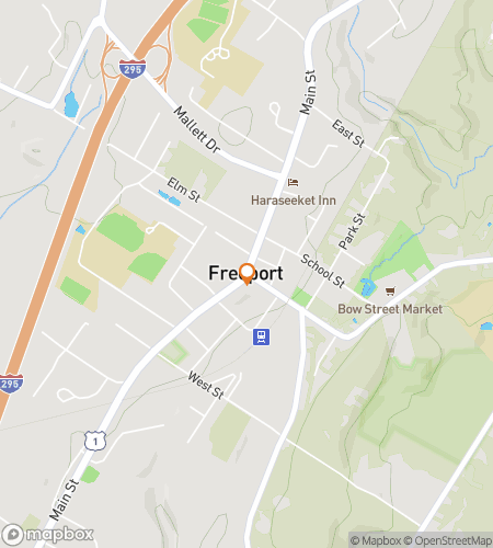 Map of scavenger hunt walking tour for Freeport Main Street Moments & Maine-Made Treasures