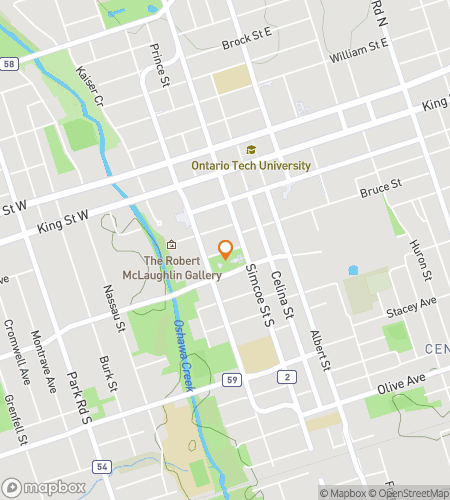 Map of scavenger hunt walking tour for Osh-Aw Yeah! The Motor City Oshawa Hunt