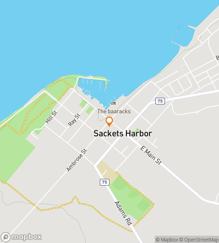Map of scavenger hunt walking tour for Sackets Harbor Hysteria Hunt