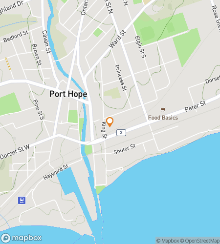 Map of scavenger hunt walking tour for Port Hope Waterfront Discovery Dash