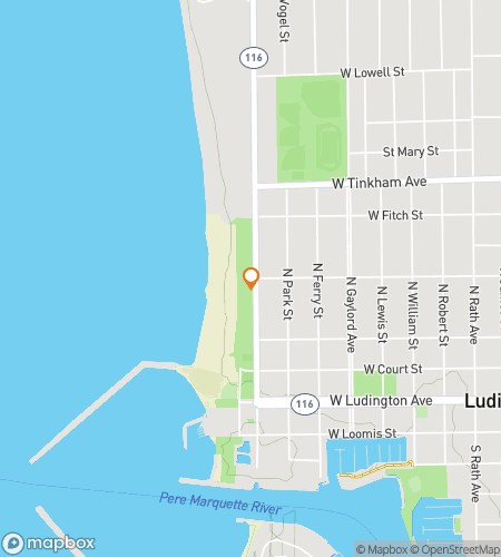 Map of scavenger hunt walking tour for Ludingtons Lakefront Quest