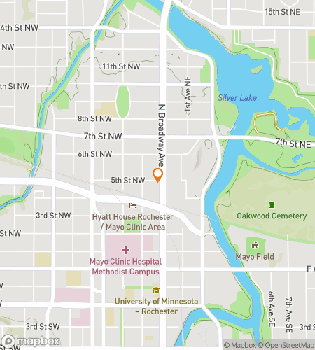 Map of scavenger hunt walking tour for Rochester Minnesota Bar Hunt