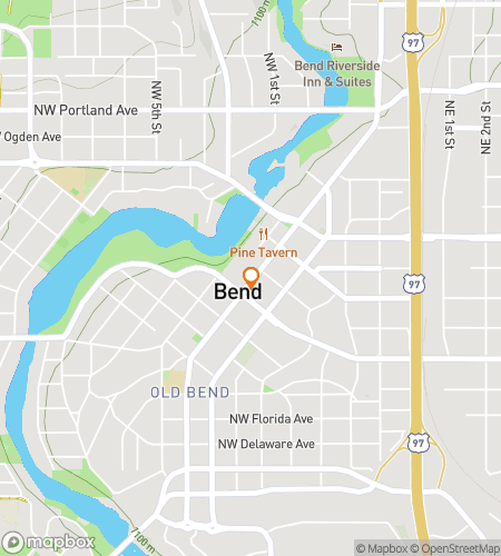 Map of scavenger hunt walking tour for Bend on the Run