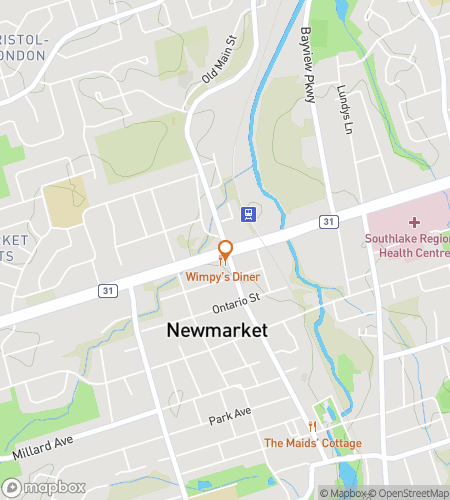 Map of scavenger hunt walking tour for Newmarket Trails, Tunes & Town-Square Vibes