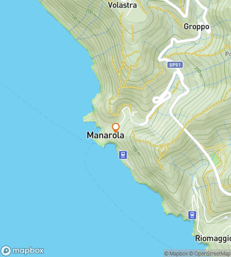 Map of scavenger hunt walking tour for Manarola Clues Among the Colorful Cliffs