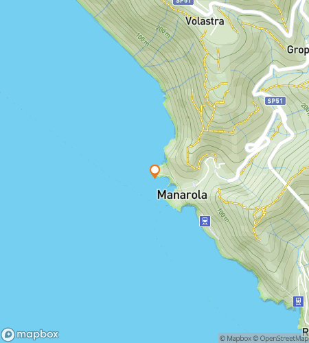 Map of scavenger hunt walking tour for Manarola Clues Among the Colorful Cliffs