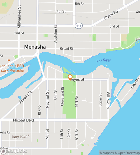 Map of scavenger hunt walking tour for Menasha Mischief Treasure Hunt