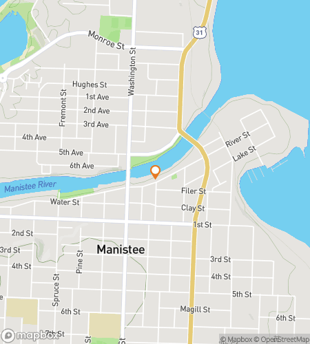 Map of scavenger hunt walking tour for Manistee‘s Marvelous Mystery Hunt