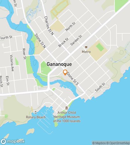 Map of scavenger hunt walking tour for Gananoque Glee Treasure Trek