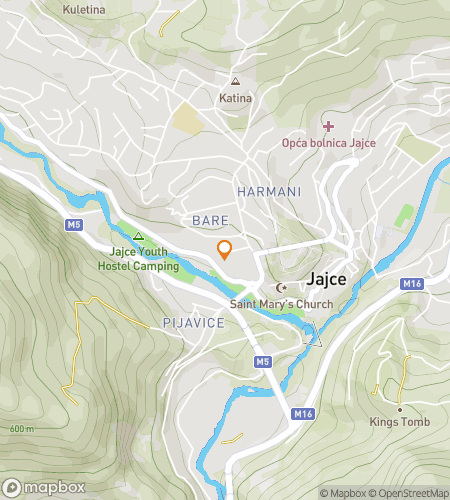 Map of scavenger hunt walking tour for Waterfallin’ for You: The Historic Jajce Hunt