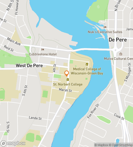 Hartă a traseului de mers pentru vânătoarea de comori "Green Knight Quest: The St. Norbert College Hunt"