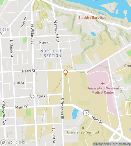 Map of scavenger hunt walking tour for University of Vermont Hunt