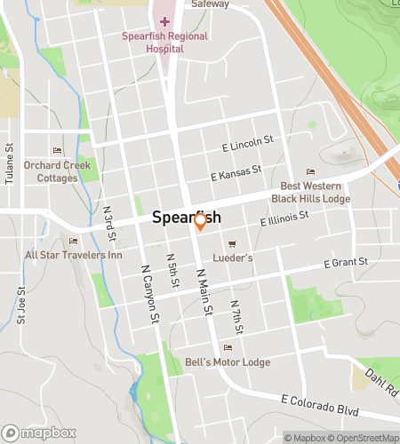 Map of scavenger hunt walking tour for Catching Facts In Spearfish