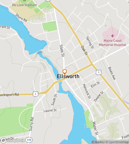 Map of scavenger hunt walking tour for Ellsworth Downeast Gateway Adventure