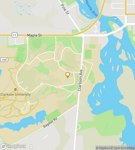 Map of scavenger hunt walking tour for Armor Up for Answers: Clarkson University Edition