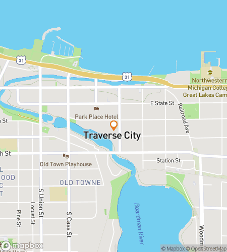 Hartă a turului pietonal de vânătoare de comori pentru Vânătoarea de Fantome din Traverse City