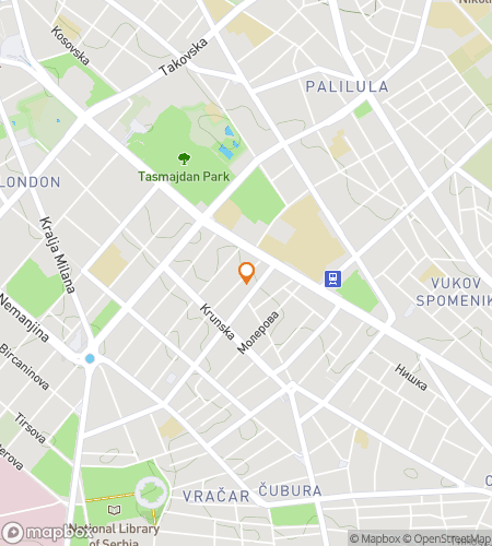 Map of scavenger hunt walking tour for Belgrade Bar Hunt