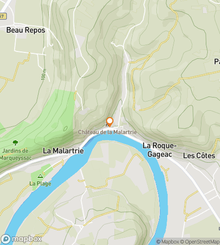 Carte de la visite à pied de la chasse au trésor pour Falaises et châteaux : La Chasse de La Roque-Gageac