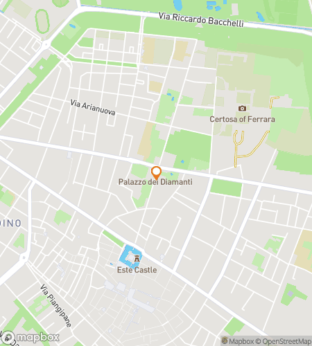 Map of scavenger hunt walking tour for Ferrara: Facets of a Renaissance Capital Hunt