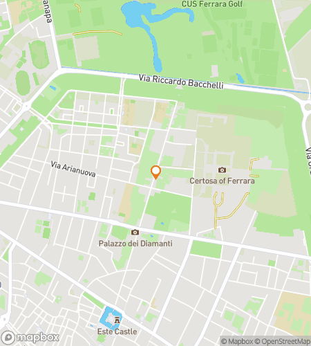 Map of scavenger hunt walking tour for Dukes, Dragons & Hidden Doors of Ferrara