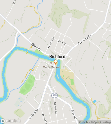 Map of scavenger hunt walking tour for Richford Riddles & Revelry