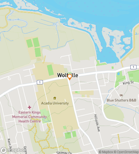 Map of scavenger hunt walking tour for The Howling Axe: Acadia U Hunt